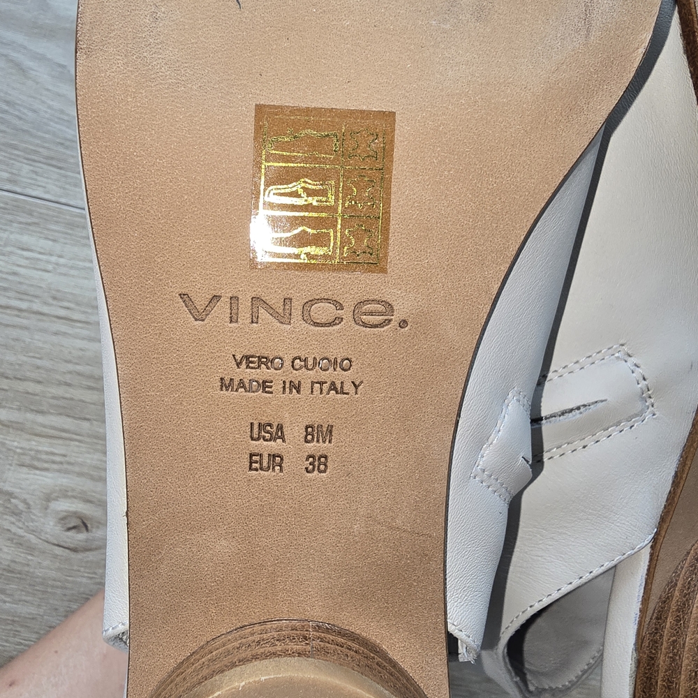 Vince Maro San Remo Lux Leather Sandals Off White Size 8M - Picture 9 of 10
